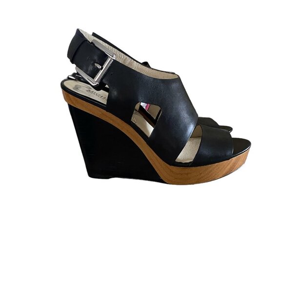 MICHAEL Michael Kors Shoes - Michael Kors Carla Black Leather Wedge 10